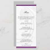 Silver en Paars Floral Heart Wedding Menu (Voorkant / Achterkant)