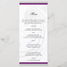 Silver en Paars Floral Heart Wedding Menu
