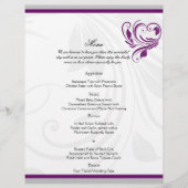 Silver en Paars Floral Heart Wedding Menu (Voorkant)