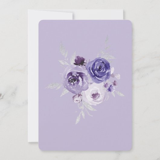 Silver en Paars Save the Date Quinceañera Kaart (Achterkant)