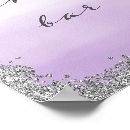 Silver en Paars Snoep Bar Wedding Poster Print (Hoek)