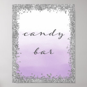 Silver en Paars Snoep Bar Wedding Poster Print