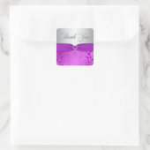 Silver en Paarse Damask Dank je wel Vierkante Sticker (Tas)