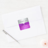 Silver en Paarse Damask Dank je wel Vierkante Sticker (Envelop)