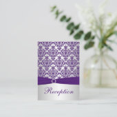 Silver en Paarse Damask Enclosure Kaart (Staand voorkant)