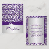 Silver en Paarse Damask Enclosure Kaart (Voorkant / Achterkant)