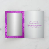 Silver en Paarse Damask Hartelijk dank Bedankkaart (Binnen)