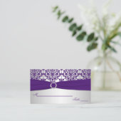 Silver en Paarse Damask Place Cards Plaatskaartje (Staand voorkant)
