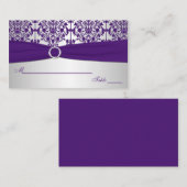 Silver en Paarse Damask Place Cards Plaatskaartje (Voorkant / Achterkant)