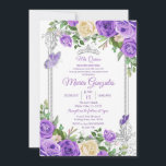 Silver en Paarse Mis Quince Birthday Butterfly Kaart<br><div class="desc">Silver en Paarse Mis Quince Birthday Butterfly</div>