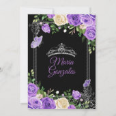 Silver en Paarse Mis Quince Birthday Butterfly Kaart (Achterkant)