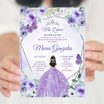 Silver en Paarse Mis Quince Invitation Kaart<br><div class="desc">Silver en Paarse Mis Quince Invitation</div>