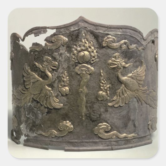 Silver en parcel gelt Imperial Crown Vierkante Sticker (Voorkant)