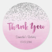 Silver en Pink Birthday Sticker (Voorkant)