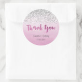 Silver en Pink Birthday Sticker (Tas)