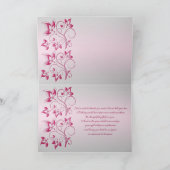 Silver en Pink Floral Hartelijk dank Bedankkaart (Binnen)
