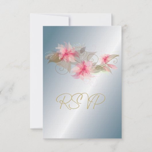Silver en Pink Lily RSVP Kaartje (Voorkant)