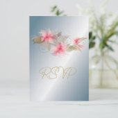 Silver en Pink Lily RSVP Kaartje (Staand voorkant)