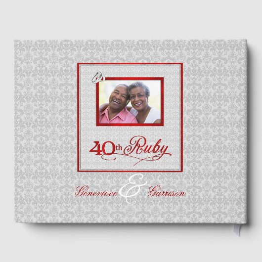 Silver en Red 40th Ruby Jubileum met foto Gastenboek (Achterkant)