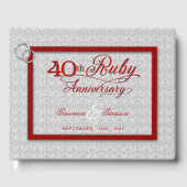 Silver en Red 40th Ruby Jubileum met foto Gastenboek (Voorkant)