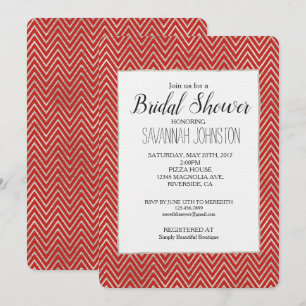 Silver en Red Chevron Stripes Vrijgezellenfeest Kaart