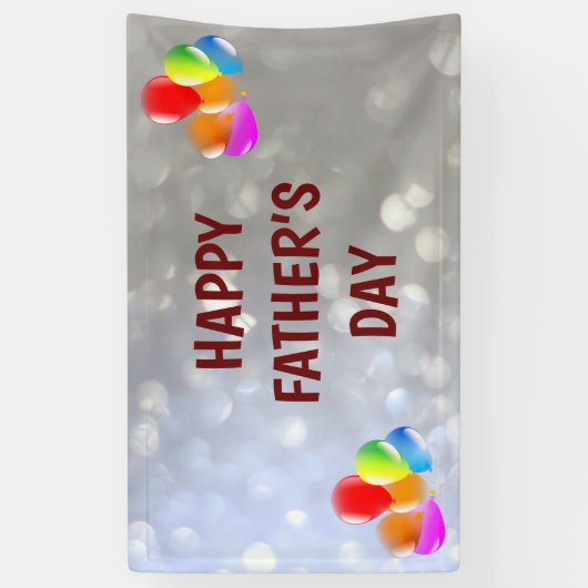 Silver en Red Happy vaderdag Spandoek (Verticaal)