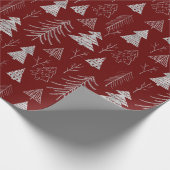 Silver- en Red-kerstboombos Cadeaupapier (Hoek)