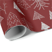 Silver- en Red-kerstboombos Cadeaupapier (Rol Hoek)