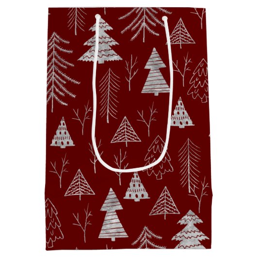 Silver- en Red-kerstboombos Medium Cadeauzakje (Achterkant)