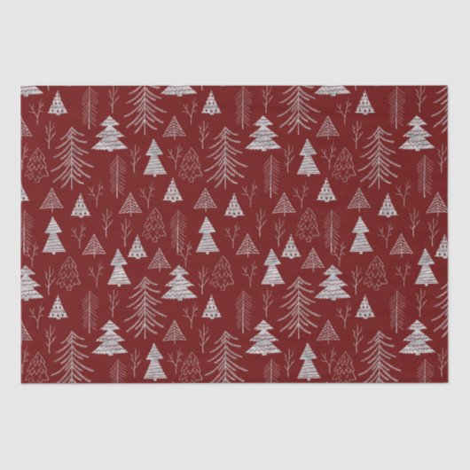 Silver- en Red-kerstboombos Tissuepapier (Voorkant)