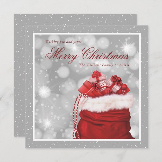 Silver- en Red-kerstfeestkaarten Feestdagenkaart (Voorkant / Achterkant)