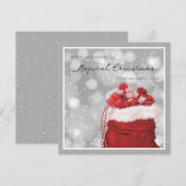 Silver en Red Magical KerstKaarten Feestdagenkaart (Voorkant / Achterkant)