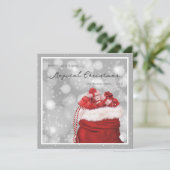 Silver en Red Magical KerstKaarten Feestdagenkaart (Staand voorkant)