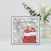 Silver- en Red Magical Sparkly-kerstkaarten Feestdagenkaart (Staand voorkant)
