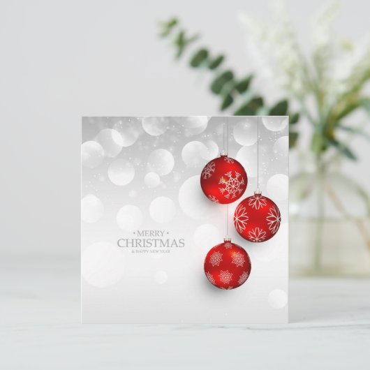 Silver- en Red Merry-kerst | Uitnodiging (Staand voorkant)