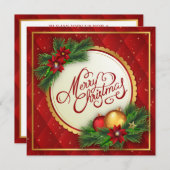 Silver- en Red Merry-kerst | Uitnodiging (Voorkant / Achterkant)