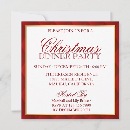 Silver- en Red Merry-kerst | Uitnodiging (Achterkant)