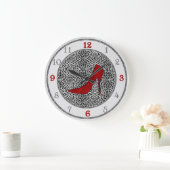 Silver en Red met Cheetah Animal Print Grote Klok (Huis)