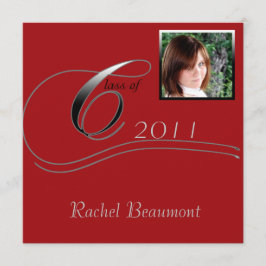Silver en Red Modern Klassiek Afstuderen Kaart