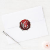 Silver- en Red Monogram C Envelope Seal Ronde Sticker (Envelop)