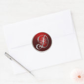 Silver en Red Monogram D Envelope Seal Ronde Sticker (Envelop)