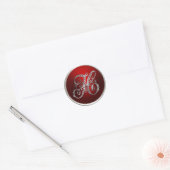 Silver- en Red Monogram H Envelopzegel Ronde Sticker (Envelop)
