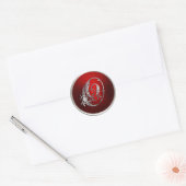 Silver- en Red Monogram O Envelope Seal Ronde Sticker (Envelop)