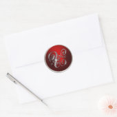 Silver en Red Monogram U Envelope Seal Ronde Sticker (Envelop)