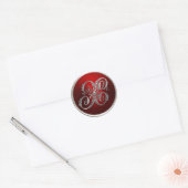 Silver- en Red Monogram X-envelopzegel Ronde Sticker (Envelop)