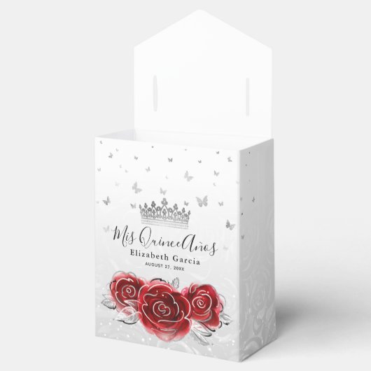 Silver en Red Rose Dank u voor de verjaardag Bedankdoosjes (Geopend)