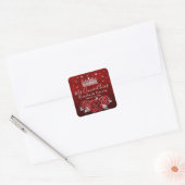 Silver en Red Rose Elegant Sjabloon Square Sticke Vierkante Sticker (Envelop)