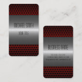 Silver en Red Stainless Steel Metal Hole Visitekaartje (Voorkant / Achterkant)