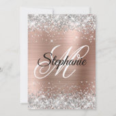 Silver en Roos Gold Fancy Monogram Quinceañera Kaart (Achterkant)