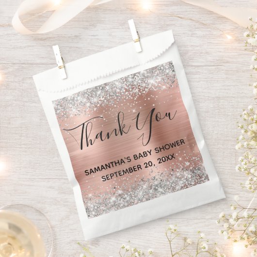 Silver en Roos Gold Foil Baby shower Hartelijk dan Bedankzakje (Geknipt)
